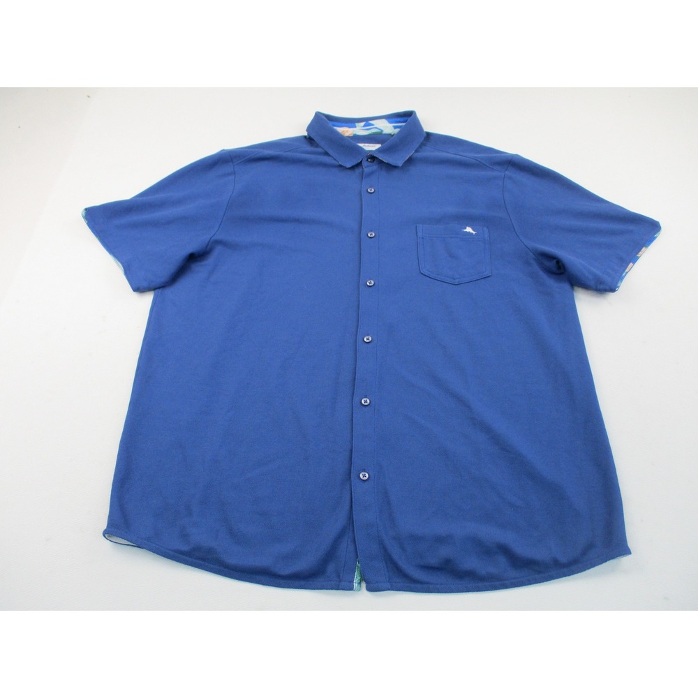 Tommy Bahama Shirt Mens XL Blue IslandZone Supima Cotton Pique Button Down